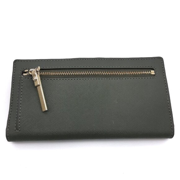 Kate Spade Olive Green & Gold Tone Leather Full Size Bifold Wallet - Picture 5 of 16